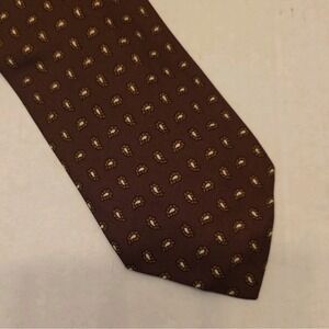 Bert Pulitzer All Silk Foulard Neck Tie Paisley Geometric Brown Vintage